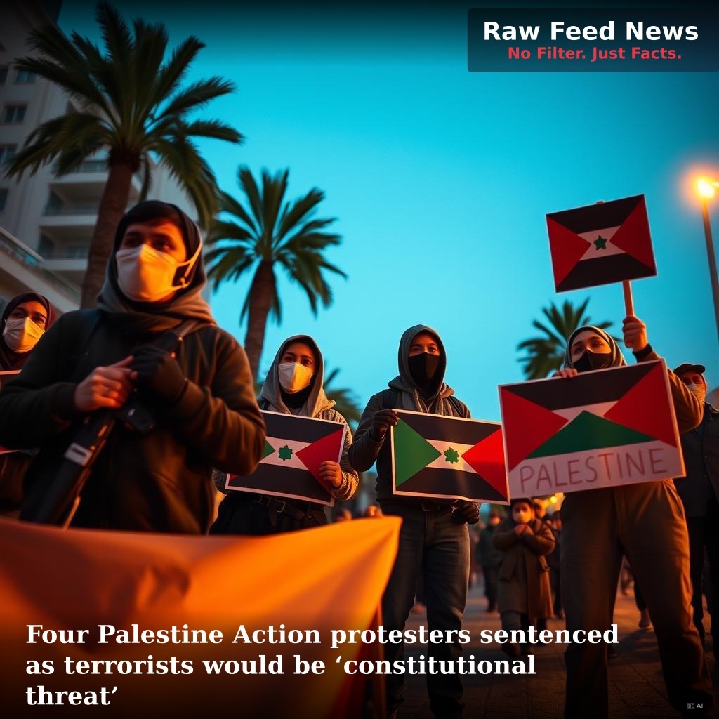 Four Palestine Action protesters sentenced as terrorists would be ‘constitutional threat’