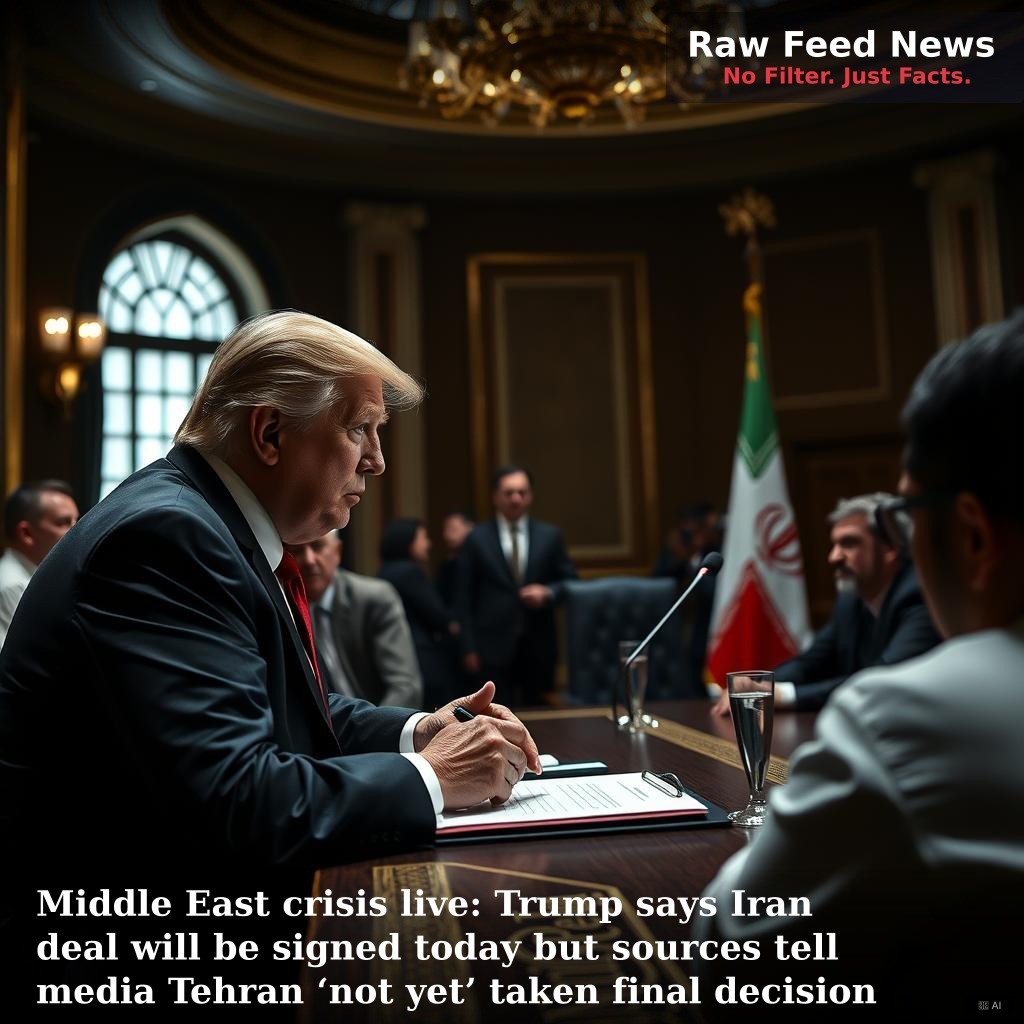 Middle East crisis live: Trump says Iran deal will be signed today but sources tell media Tehran ‘not yet’ taken final decision