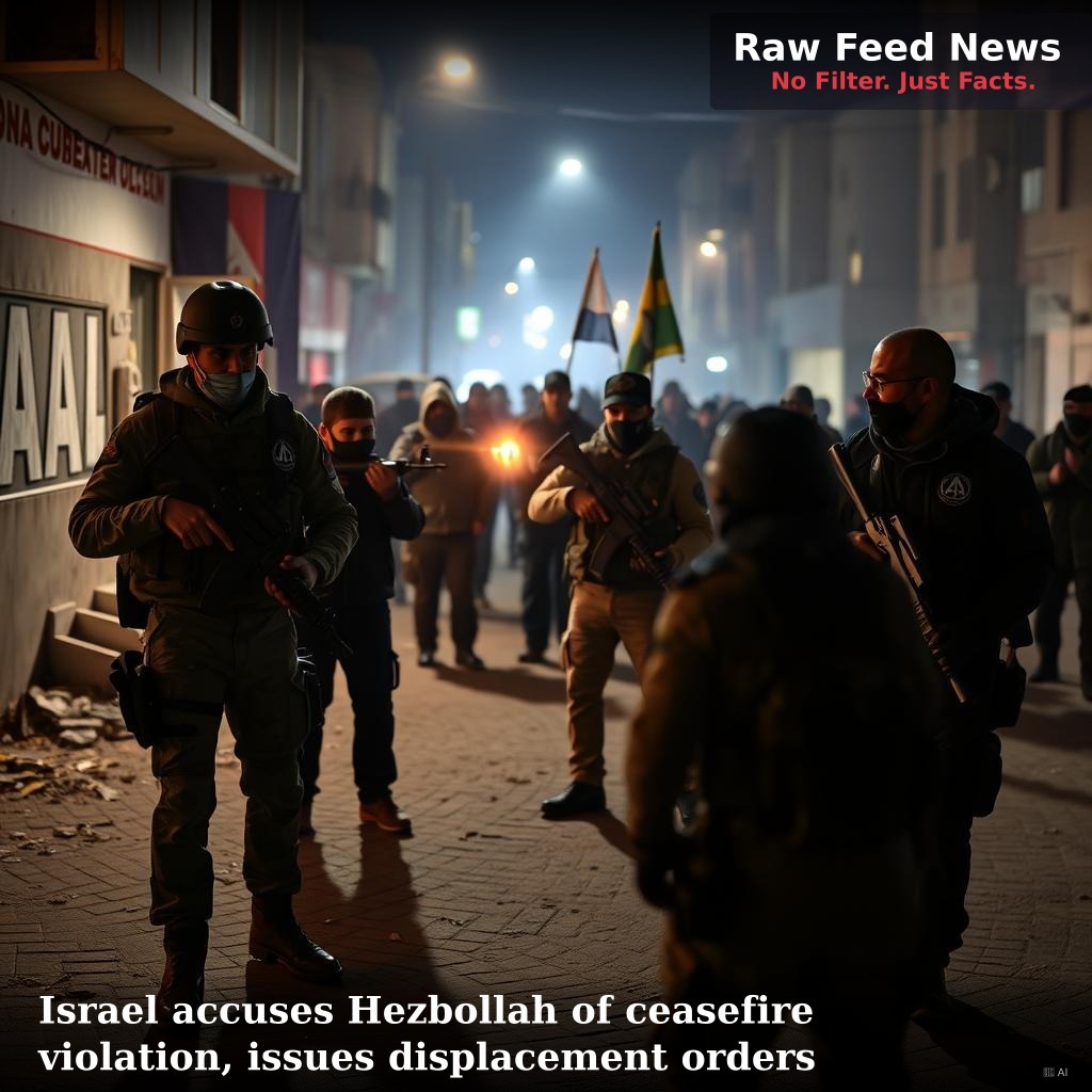 Israel accuses Hezbollah of ceasefire violation, issues displacement orders